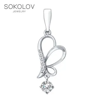 

Pendant SOKOLOV from silver with cubic zirkonia, fashion jewelry, 925, women's male, pendants for neck women