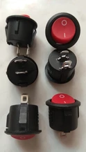 Rocker-Switches Round ON-OFF Black White Mini KCD1-105 6pcs 20mm-Diameter 2-Pin Red