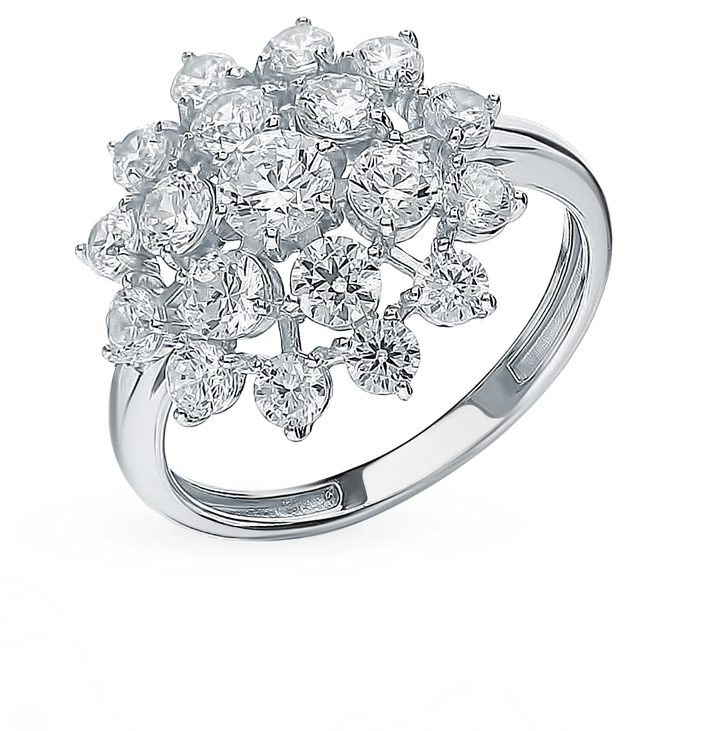 Серебряное кольцо с фианитами SUNLIGHT проба 925