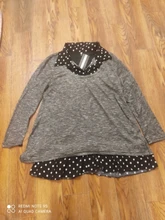 Blouses Women Shirt Collar Ladies Tops Patchwork Knitted Long-Sleeve Loose-Turn-Down