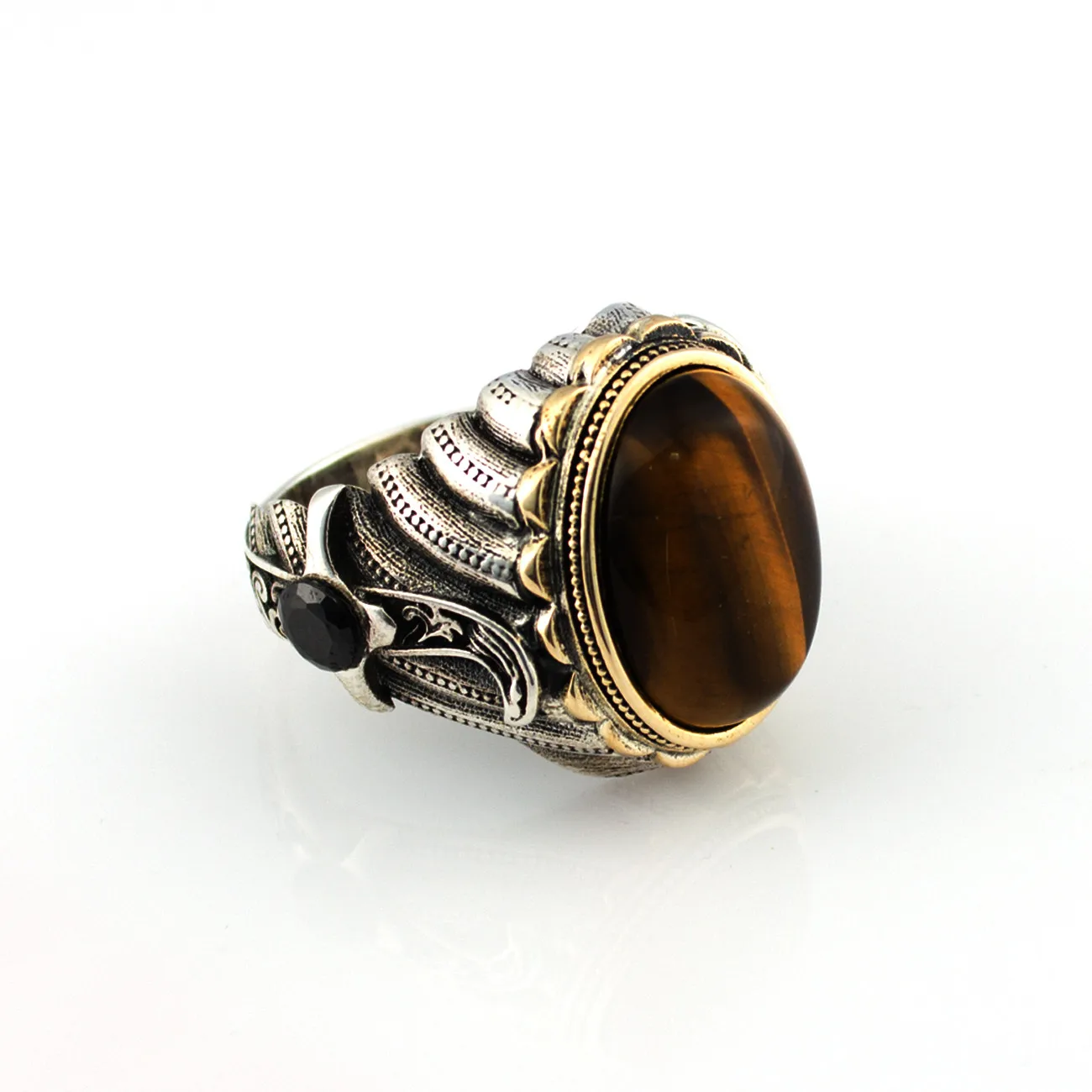 

925 Sterling Silver Ring for Men with Tiger Eye Stone
