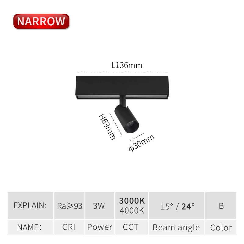 Adjustable spotlight Мини) SCON Новое поступление 24V Ra98 мини Магнитная лампа серии для 24 мм рельсы - Испускаемый цвет: Adjustable spotlight