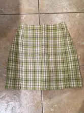 Women Split Details Plaid Mini Skirt with Under Shorts Mini Skort In Check