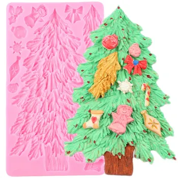 

Christmas Tree Snowflake Silicone Molds Cake Decorating Tools Holly Leaf Cupcake Topper Fondant Moulds Chocolate Gumpaste Mould