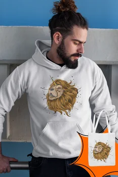 

Angemiel Wear Unicorn Lion White Male Hooded Sweatshirt Bags Kombin