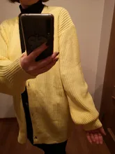 Kimono Cardigan Sweaters Lantern Berrygo V-Neck Knitted Female Women Sleeve-Button Streetwear