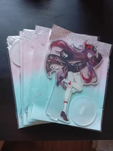 Genshin-figura de Anime de impacto Diluc Venti Klee Keqing Qiqi, soporte acrílico, modelo de placa, decoración de escritorio, señal de pie, llavero de ventilador, regalos