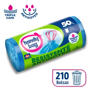 

Handy Bag carrier bags out garbage-50L-resistant and anti drip-Pack 21 rolls (210 bags)