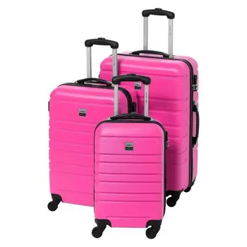 

FRANCE BAG Set of 3 suitcases rigid ABS 4 wheels 55-65-70cm Pink