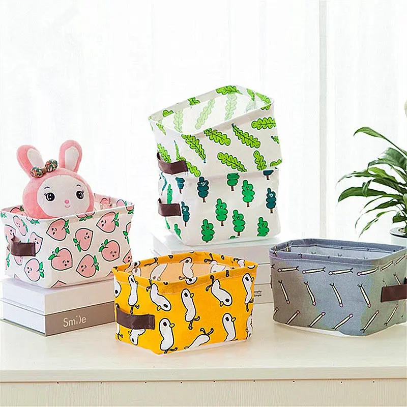 

With Handle Desktop Storage Basket Cartoon Fish Makeups Toy Organizer Sundries Storage Box Household Organization Container Case