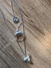 Docona-collar multicapa de ojo de Luna y cabeza de toro para mujer, gargantilla de capas geométricas, Vintage, Color plata, C18107
