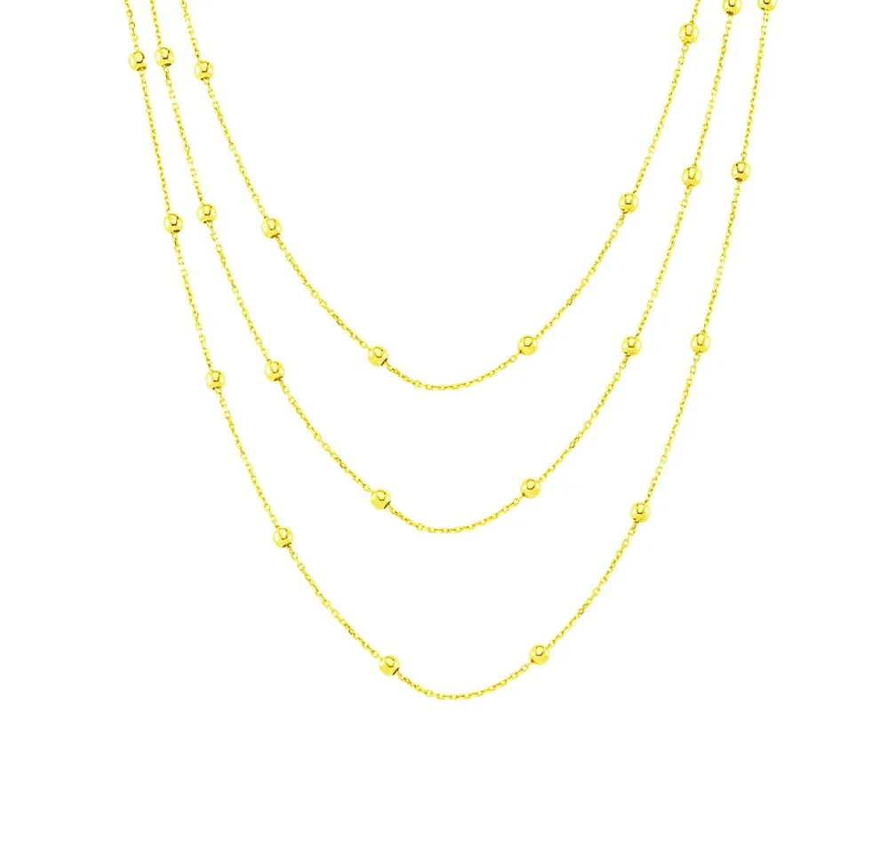 

Gold Plated Scatters Triple Layer Necklace Jewelry 925 Sterling Silver