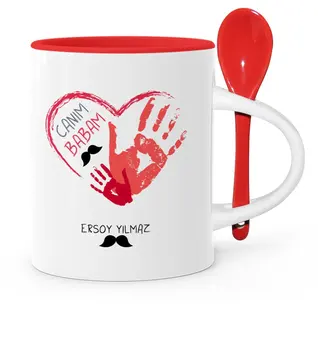 

Father's Day Custom Dear Dad Red Spoon Mug Cup-13