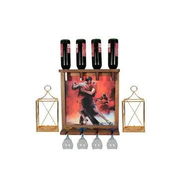 

Gold Metal Candle Holder Candlestick Wall Art Pictures Wall Mounted Wine Whiskey Beer Bottle Rack Holder Bar Wine Rack Bar Decor