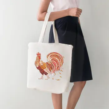 

Angemiel Bag Red Rooster Feather Large Tote Shopping Beach Bag