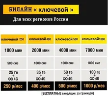 Безлимитный интернет Билайн 4G + пакеты минут и смс. Тарифы работают по всей РФ. Подключение на свой или на новый номер.