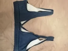 Peachtan-bikinis de cintura alta para mujer, bañador Sexy acanalado liso, traje de baño deportivo para mujer con cuello de pico, bikini a rayas 2021