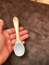 Manija de madera silicona cuchara para bebé libre de Bpa cuchara de autoalimentación para accesorios de bebé vajilla para niños pequeños