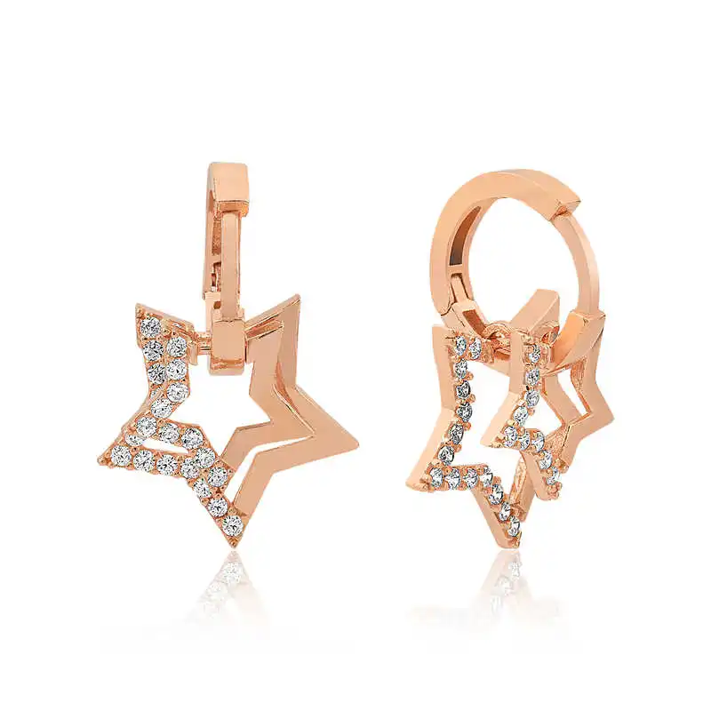 

Merve Silver Silver Three-Dimensional Star Earrings