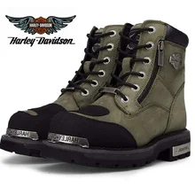Мужские ботинки Harley Davidson, оригинальные мотоциклетные ботинки из натуральной кожи, зимняя водонепроницаемая Брендовая обувь на толстой подошве Мужские ботинки Harley Davidson, оригинальные мотоциклетные ботинки из натуральной кожи, зимняя водонепроницаемая Брендовая обувь на толстой подошве