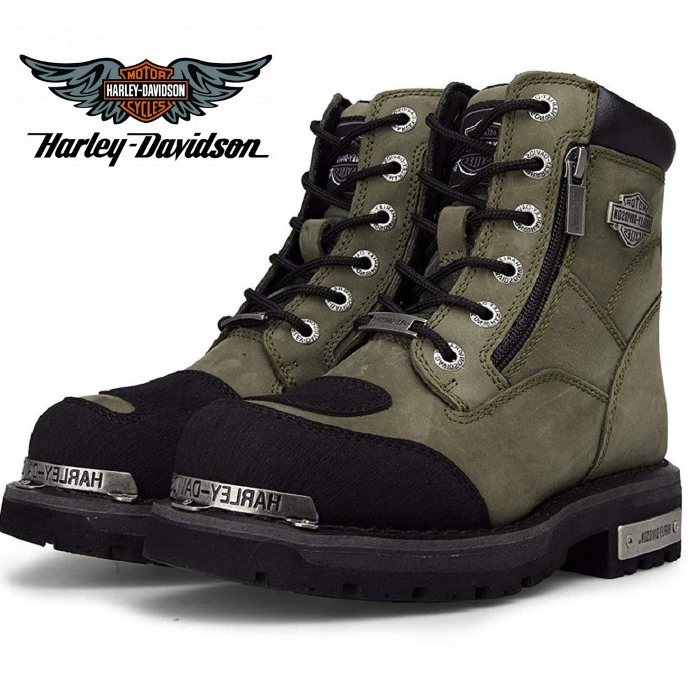 Harley Davidson Botas de auténtico hombre, zapatos originales de motocicleta, de suela gruesa, color negro, resistentes al agua, para invierno botas invierno hombre botas nieve botas militares hombre|Botas de