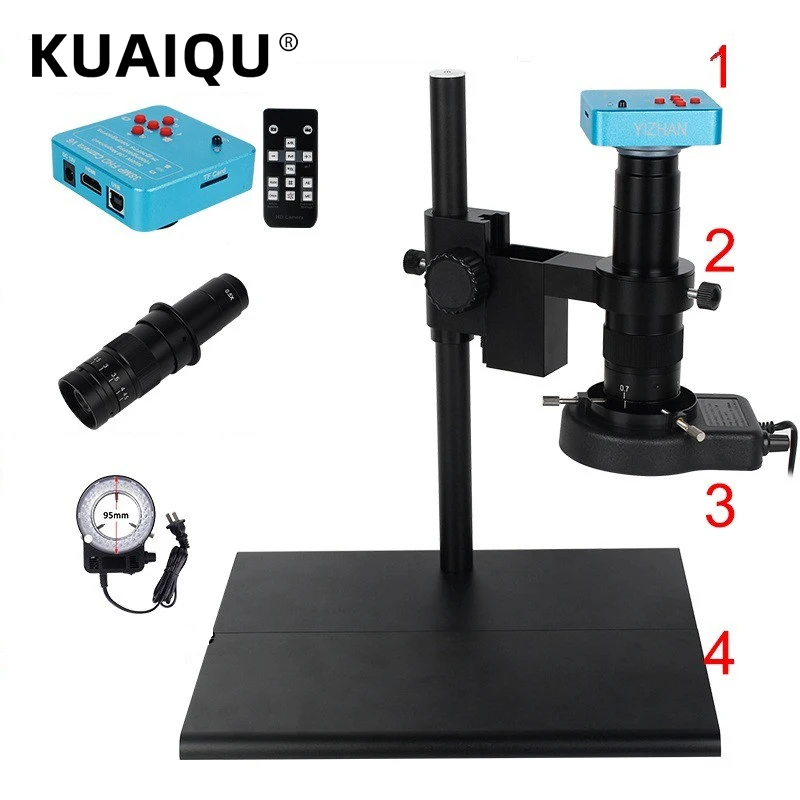 US $59.84 Big Workbench Stand Monocular Microscope Sets Digital Camera HDMI VGA 38MP180X Lens LED Light For Repair Phone Soldering