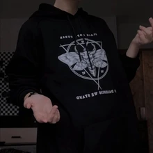 Sudadera con capucha de Devil winter para mujer, nueva oscura, punk, Vintage, Harajuku, informal, con estampado de dibujos animados, de talla grande, gótica, holgada