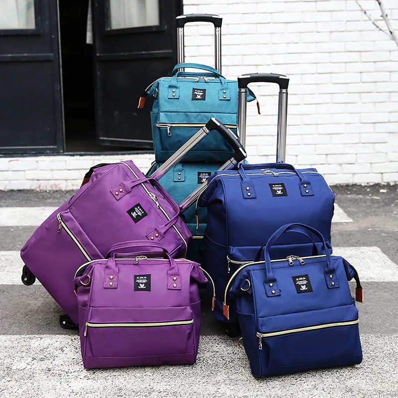 Oxford Cloth 2 Piece Set Luggage Bag 18 Inch Child Mother Fashion Shoulder Travel Bag Trolley Sling
