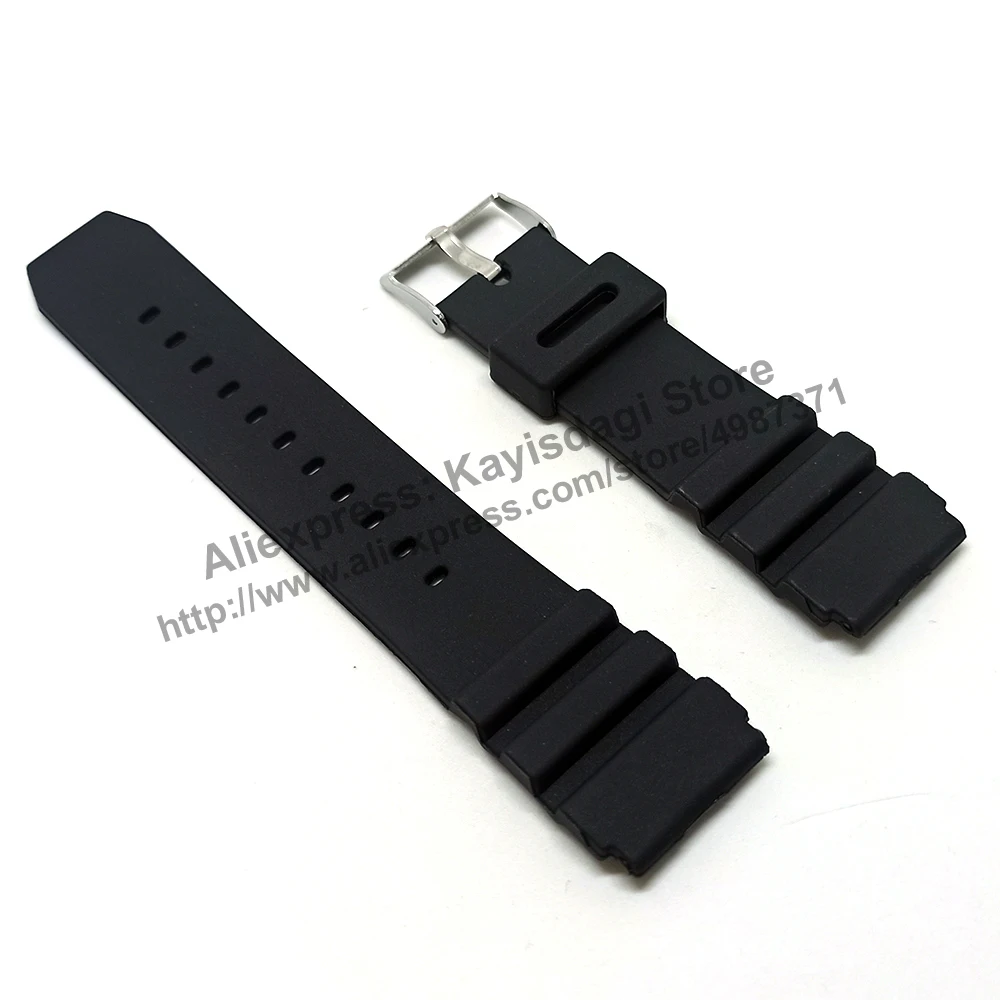 Cinturino/Cinturino In Gomma Nera Da 22Mm Compatibile Casio Amw-330 , Mw-300 , Mw-302 , Mtd-1009 , Md-705 , Mma-200W