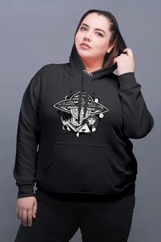 

Angemiel Wear Alien and Corn Pramidi Black Women Hooded Sweatshirt