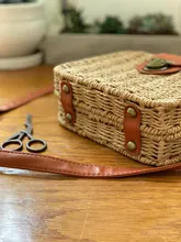 Gusure-Bolso de mimbre tejido para mujer, bandoleras cruzadas hechas a mano de verano para la playa, pequeñas, de hombro redondo de paja