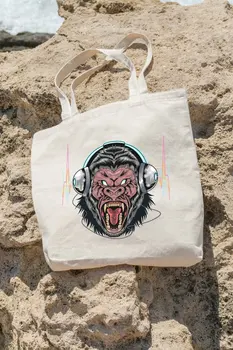 

Angemiel Bag Who Listens to Music Wild Gorilla Shopping Beach Tote Bag