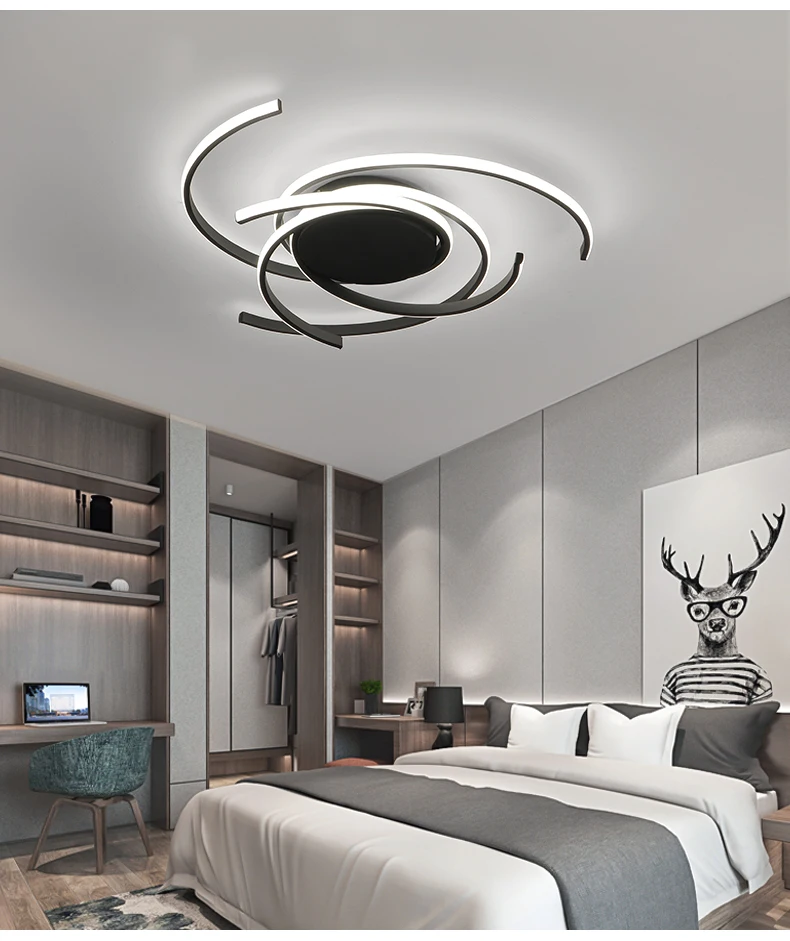 Modern LED Ceiling Light for Living Room Bedroom Kitchen Line Design Chandelier Smart Remote Control Indoor Decorate Lamp led cloud ceiling