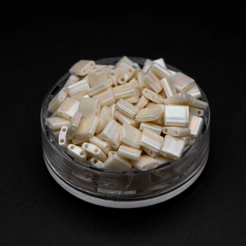 

Miyuki Tila Beads 5*5mm,Gold tila, Gold Miyuki beads, 2 hole bead, flat square bead, TL486 opaque rainbow ivory (RM46-4)