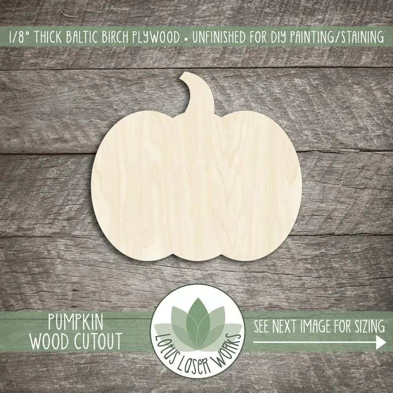 

Pumpkin Wood Cutout, Wood Halloween Embellishments, Blank Wood Shapes, Wooden Pumpkin Shape