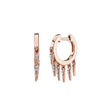 

LOZRUNVE Turkish Jewelry Rose Gold Small Hoop Fringe Shaker Earring 925 for Women Girl