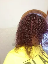 Kinky Curly Human-Hair-Wigs IJOY 99j/burgundy Bangs Red-Color Brazilian with Non-Remy