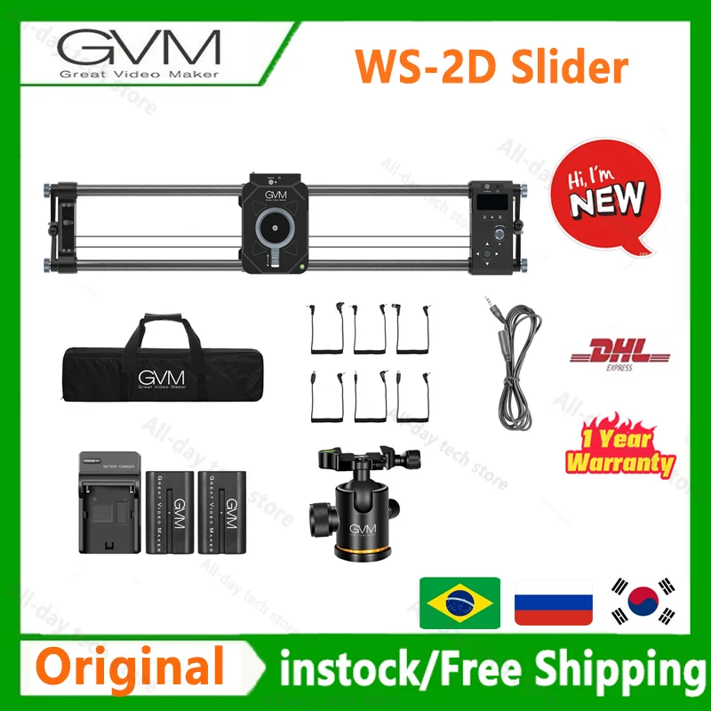 GVM Professional Brushless 2 Axis 32" Motozied Video Carbon Fiber Motorized Camera Slider APP Wireless Control Remote Track Rail