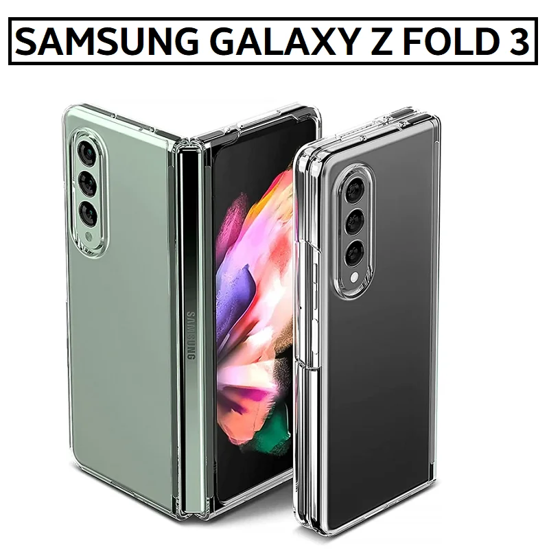 For SAMSUNG GALAXY Z FOLD 3 5G Case Shockproof Clear Silicone Hard Cover Transparent Protector 6