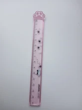 Reglas de plástico con Linda pata de gato para escuela, suministros de oficina Kawaii, accesorios de planificación, premio de estudiante