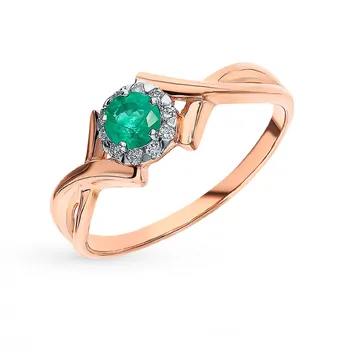

Gold ring with emeralds and diamonds sunlight sample 585