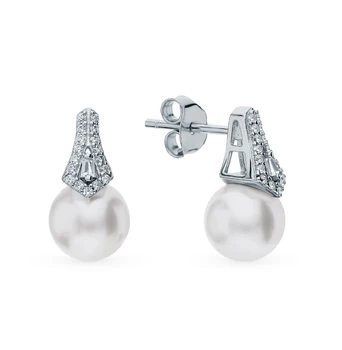 

Silver earrings with cubic zirconia and pearls sunlight sample 925 test
