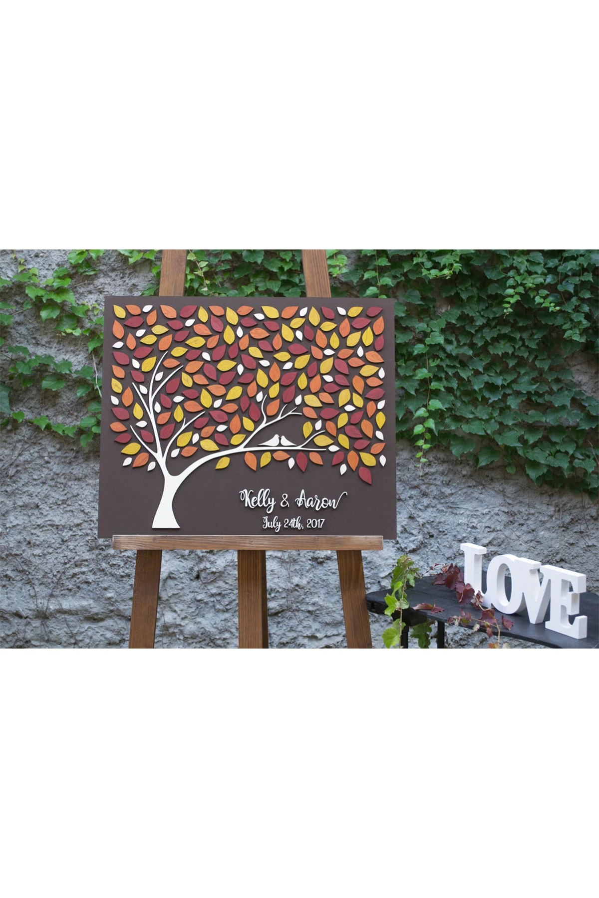 Wedding Guest Visitor Signature Book Wooden Personalized Alternatives to Names Date Mr and Mrs Mariage 3D Love Valentine's Rusti | Дом и