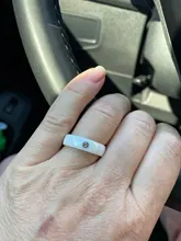 Anillo de cerámica de color blanco y negro para mujer, sortija grande de cristal para boda, ancho de 6mm, talla 6-10, regalo para hombre