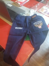 Pantalones vaqueros grandes con letras azules para niños, pantalón informal de cintura elástica, pantalones largos de tubo, 4-16T, Otoño, 2021