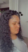 Cranberry-peluca con cierre de encaje 4x4 para mujer, cabello Remy brasileño de ondas profundas, pelucas de cabello humano con encaje frontal 13x4, línea de cabello prearrancado