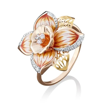 

Yuz platinum ring flower with cubic zirconia combined gold