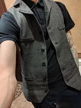 Esmoquin para boda para Hombre Trajes chaleco 2020 nuevo de Tweed de espiga de Bolsillo decorativo Slim chaleco vestido de negocios Formal chaleco