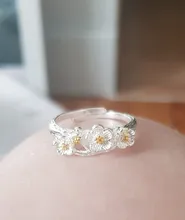 Anillos de flores de ciruela para mujer, de Color plateado, personalidad exagerada, tamaño ajustable