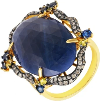 

Jay VI ring with corundum, sapphires and diamonds in Yellow Gold